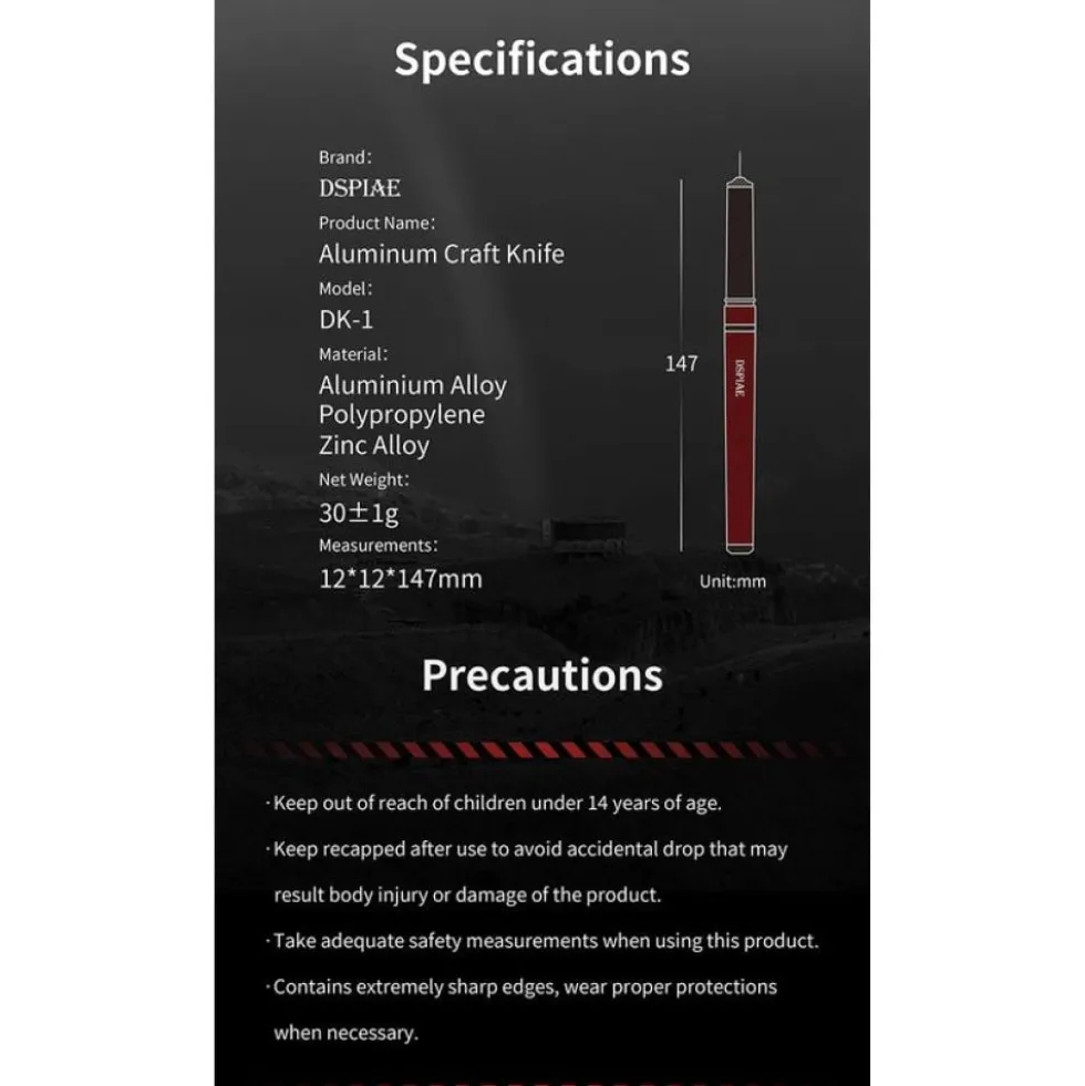 DSPIAE AT-DK-01 NARROW BLADE HOBBY KNIFE